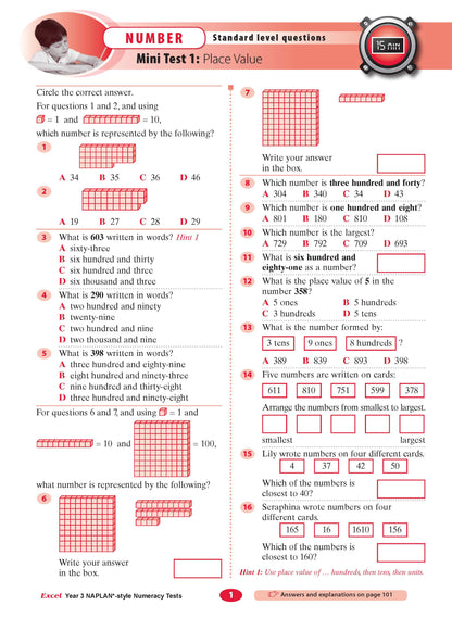 Excel Year 3 NAPLAN*-style Numeracy Tests