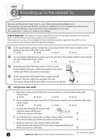 Excel Basic Skills - Money, Time, Fractions and Decimals Years 5-6