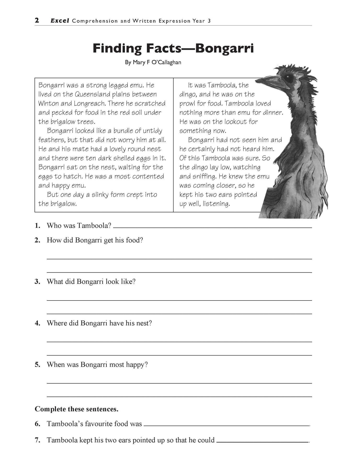 Excel Basic Skills - Comprehension and Written Expression Year 3