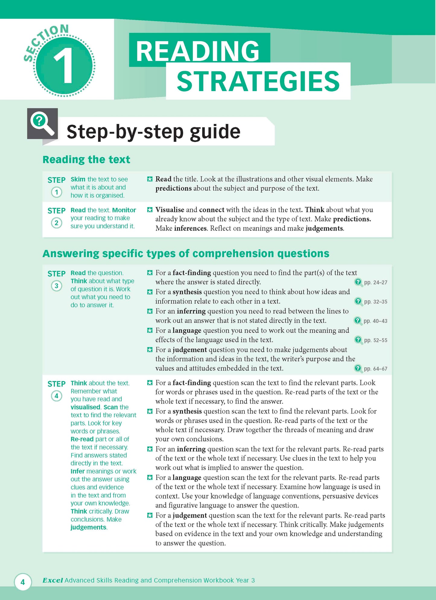 Excel Advanced Skills - Reading and Comprehension Workbook Year 3