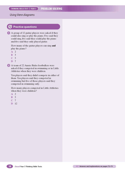 Excel Selective Schools and Scholarship Mathematical Reasoning Tests Years 5-6