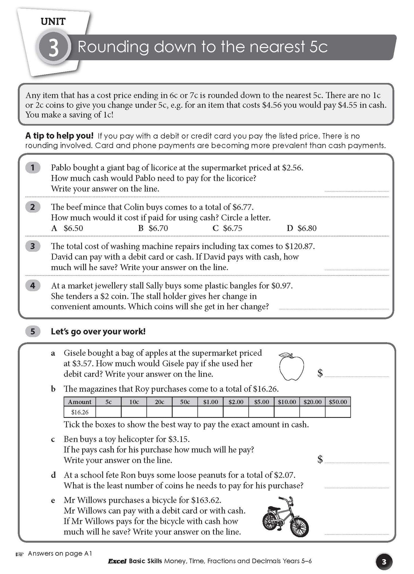 Excel Basic Skills - Money, Time, Fractions and Decimals Years 5-6