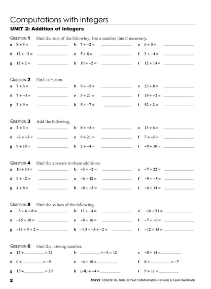 Excel Essential Skills - Mathematics Revision & Exam Workbook Year 8 NE