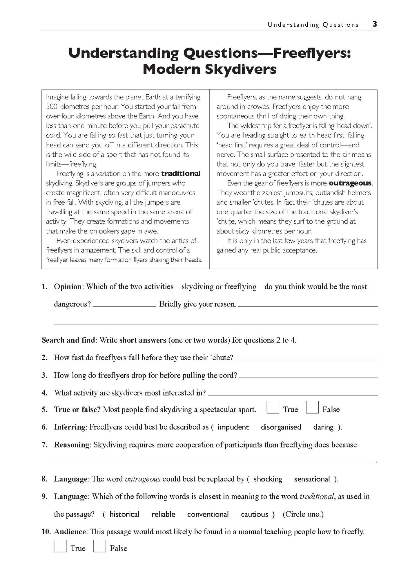 Excel Basic Skills - Comprehension and Written Expression Year 7
