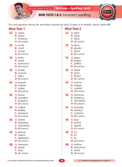 Excel Selective Schools and Scholarship Writing Tests Years 5-6