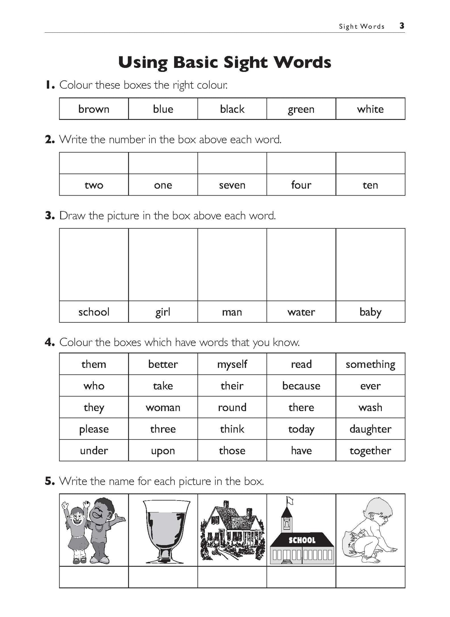 Excel Basic Skills - Reading and Comprehension Years 1-2