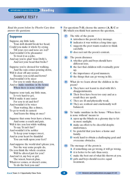 Excel Opportunity Class Tests Years 3-4