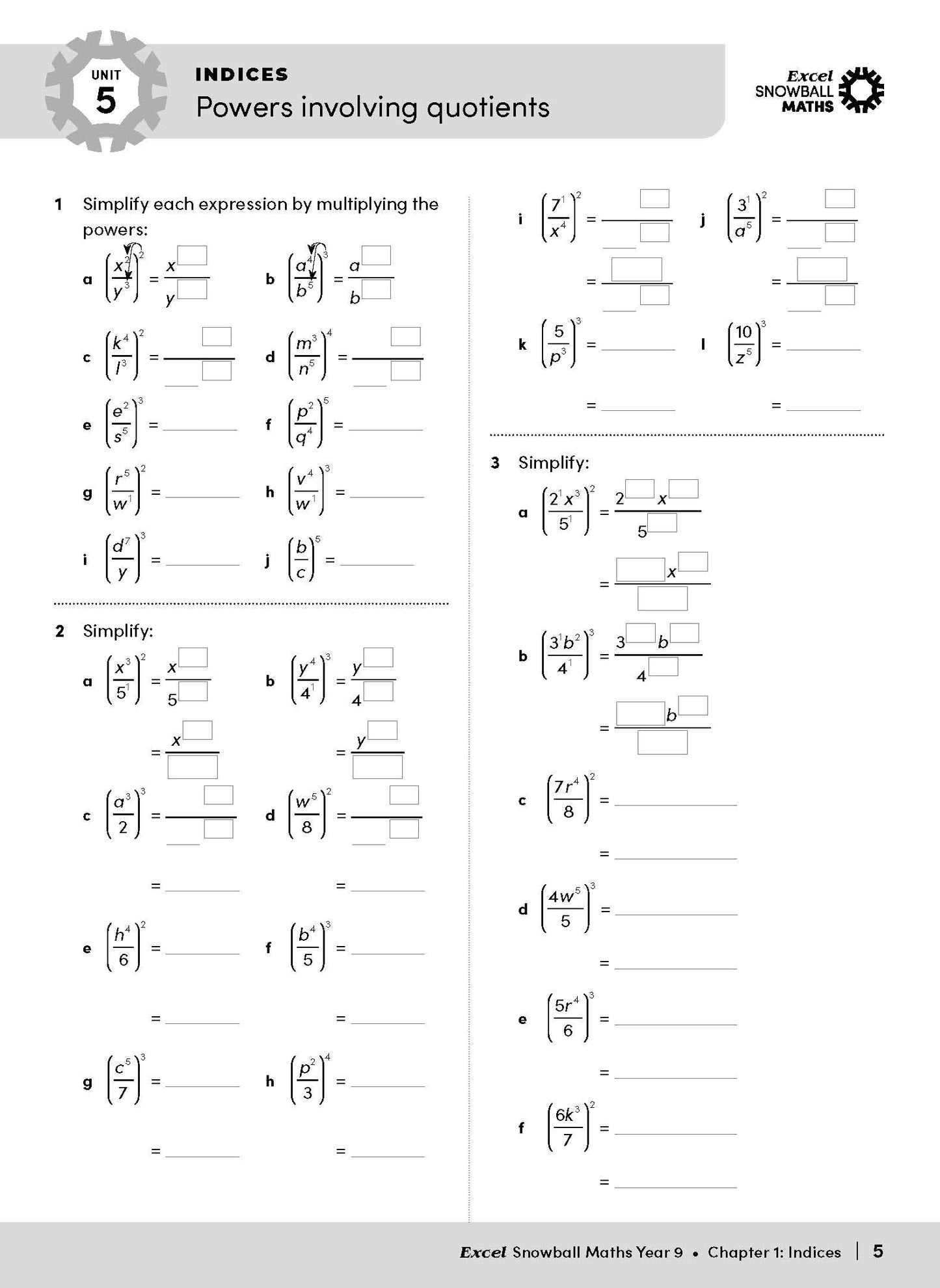 Excel Snowball - Maths Year 9