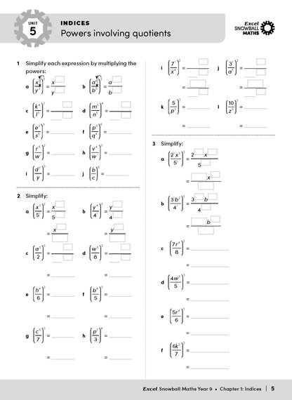 Excel Snowball - Maths Year 9