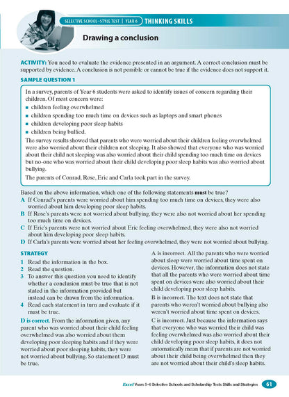 Excel Test Skills - Selective Schools and Scholarship Tests Skills & Strategies Years 5-6