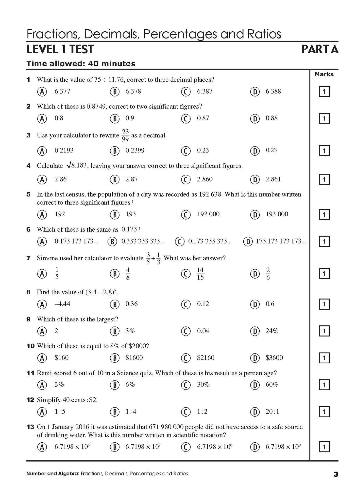 Excel Tests - Mathematics Practice Tests Year 9