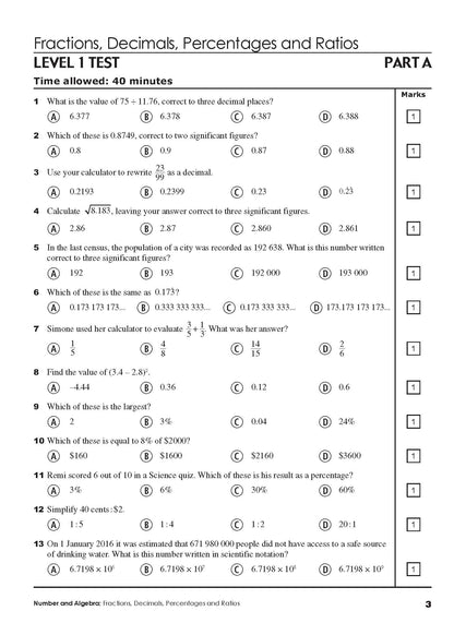 Excel Tests - Mathematics Practice Tests Year 9