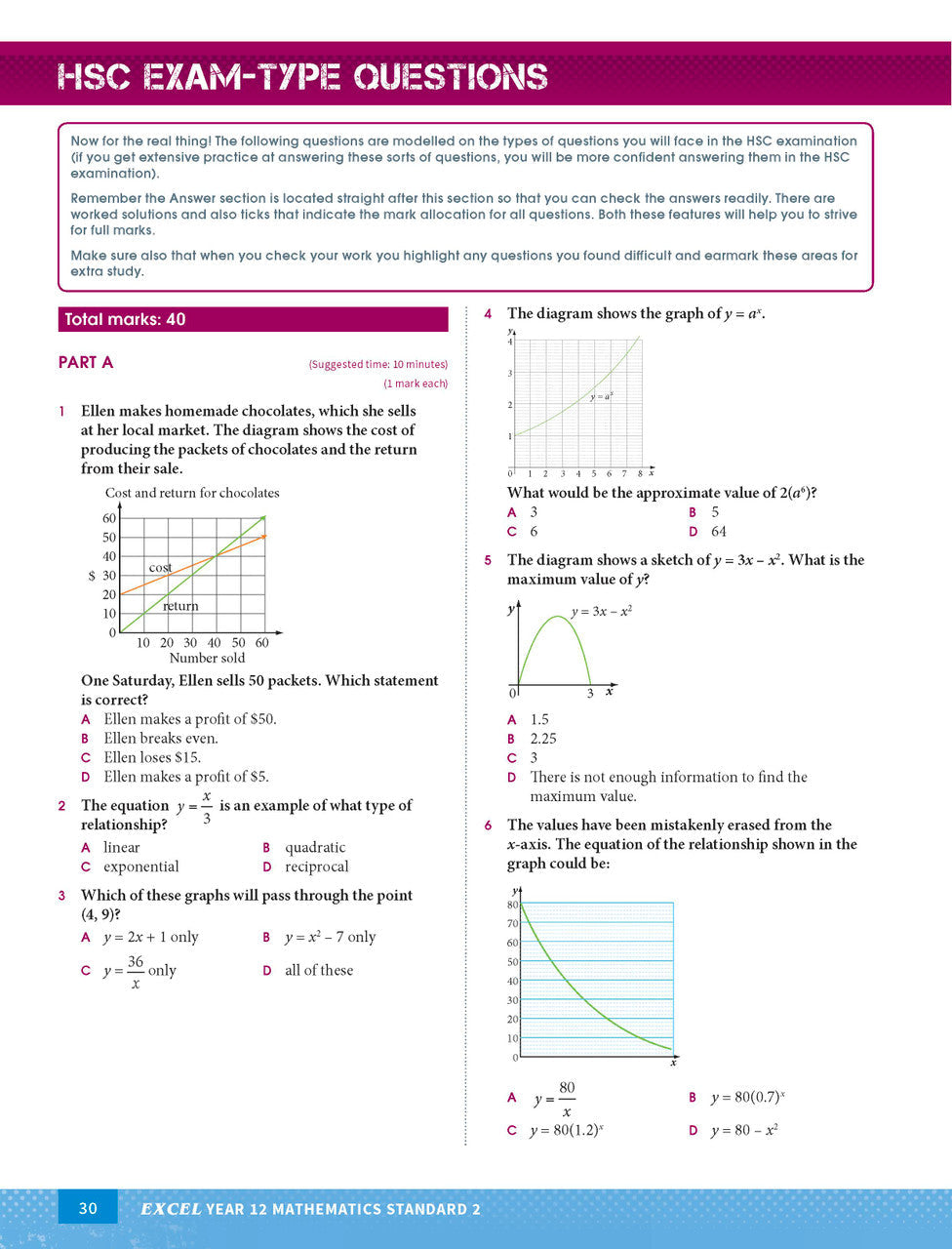 Excel HSC Year 12 Mathematics Standard 2 Study Guide