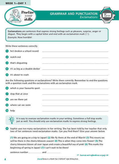 Excel Revise in a Month Year 3 NAPLAN*-style Writing Tests