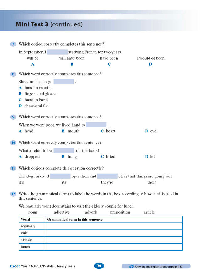 Excel Year 7 NAPLAN*-style Literacy Tests