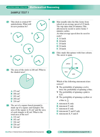 Excel Selective Schools and Scholarship Mathematical Reasoning Tests Years 5-6
