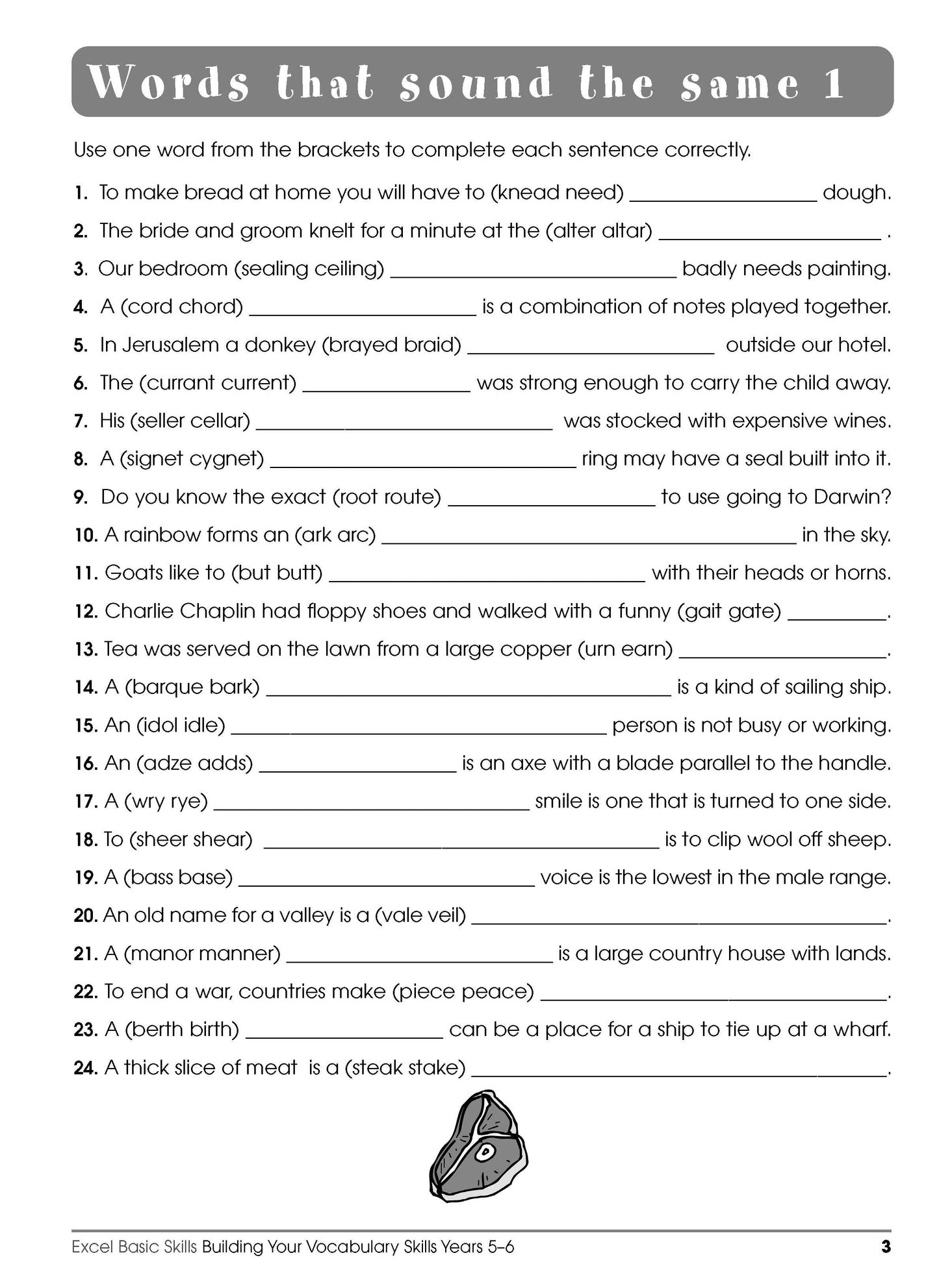 Excel Basic Skills - Building Your Vocabulary Skills Years 5-6