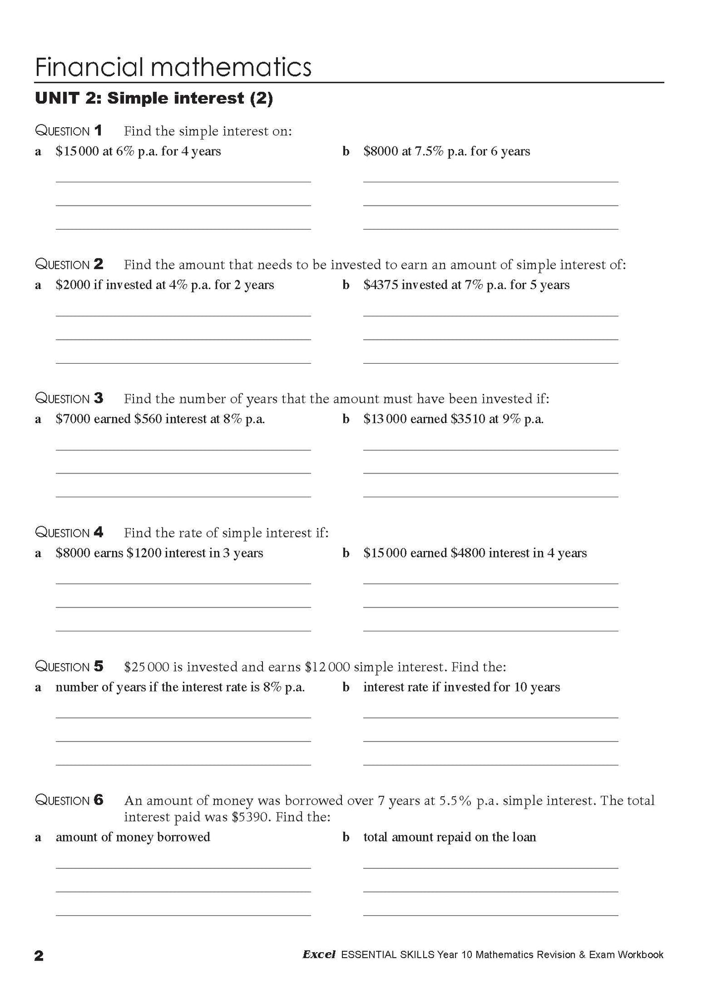 Excel Essential Skills - Mathematics Revision & Exam Workbook Year 10 NE