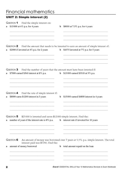 Excel Essential Skills - Mathematics Revision & Exam Workbook Year 10 NE