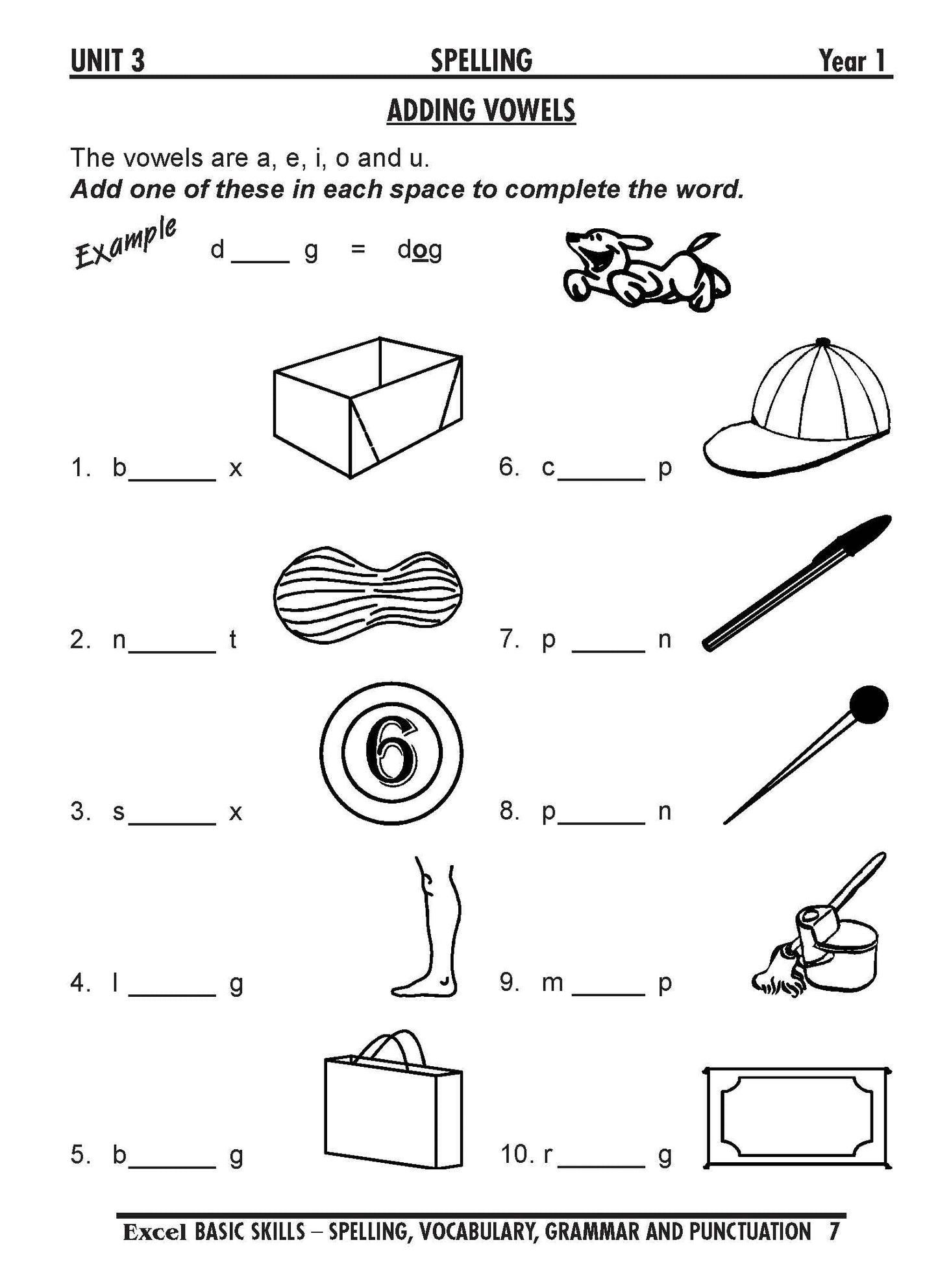 Excel Basic Skills - Spelling, Vocabulary, Grammar and Punctuation Years 1-2