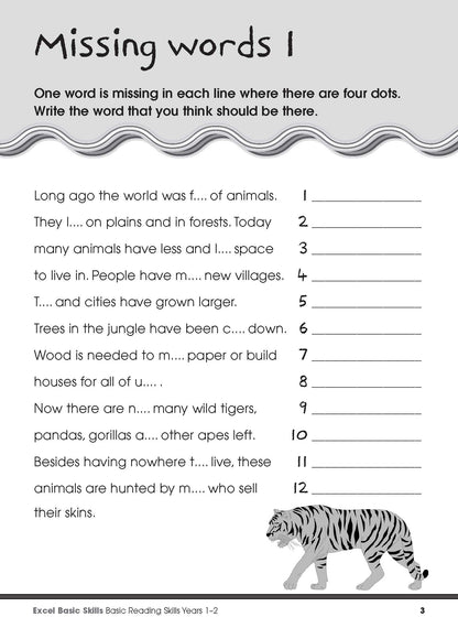 Excel Basic Skills - Basic Reading Skills Years 1-2