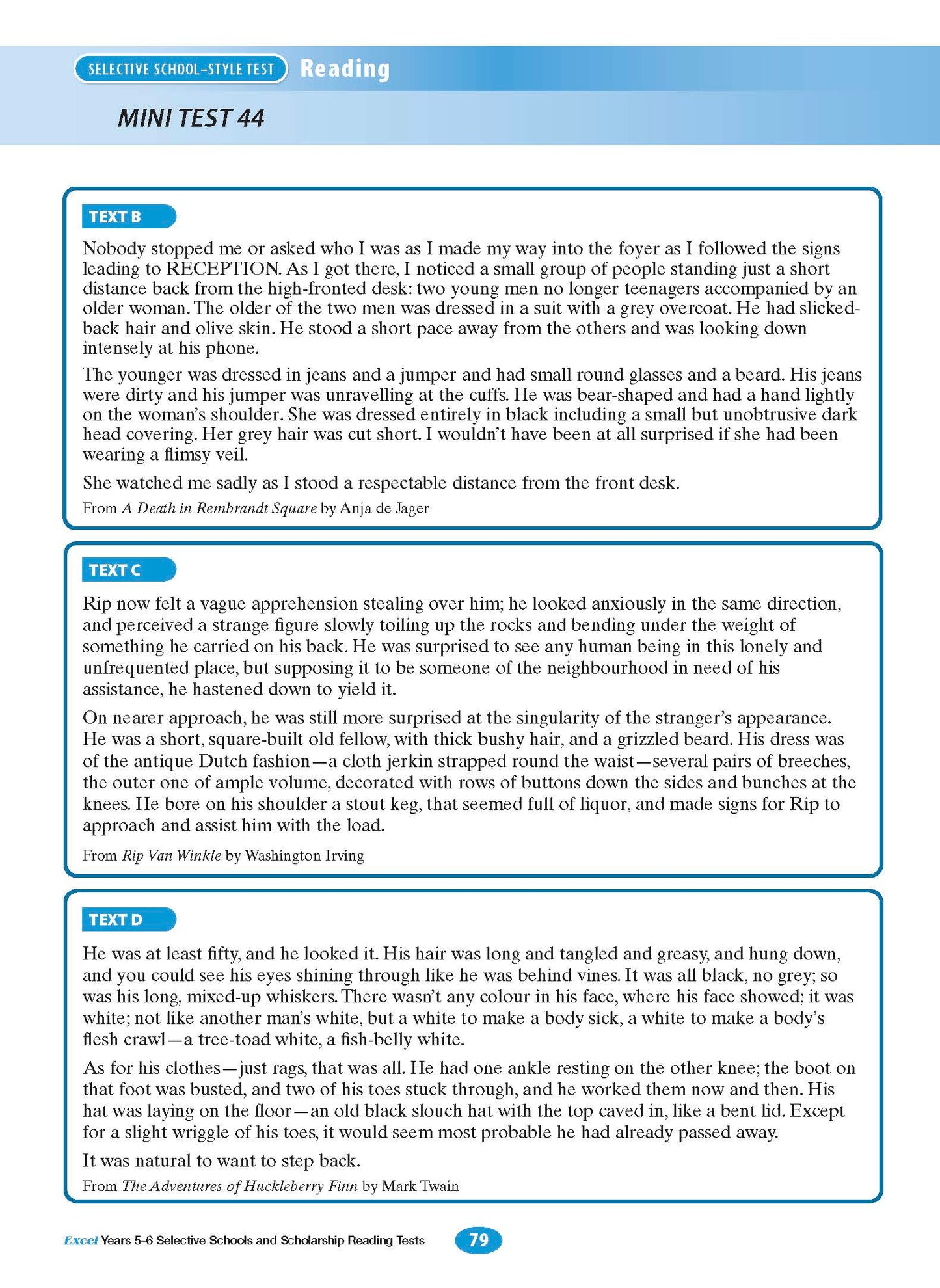 Excel Selective Schools and Scholarship Reading Tests Years 5-6