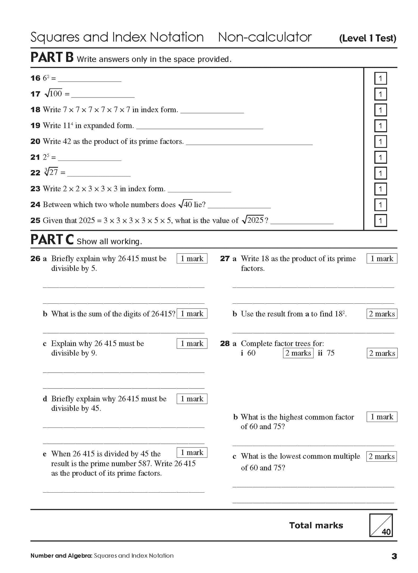 Excel Tests - Mathematics Practice Tests Year 7