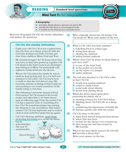 Excel Year 6 NAPLAN*-style Literacy Tests