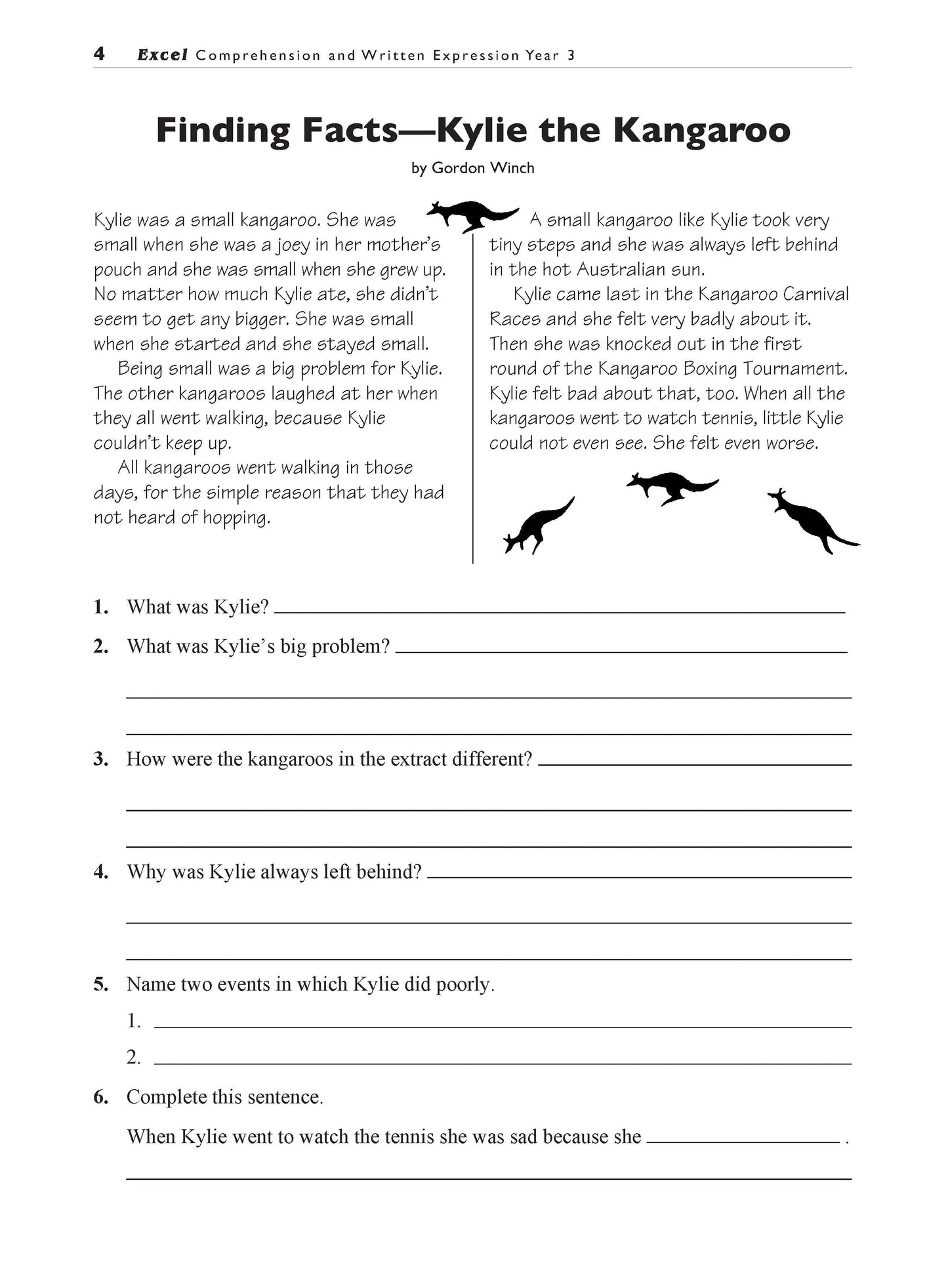 Excel Basic Skills - Comprehension and Written Expression Year 3
