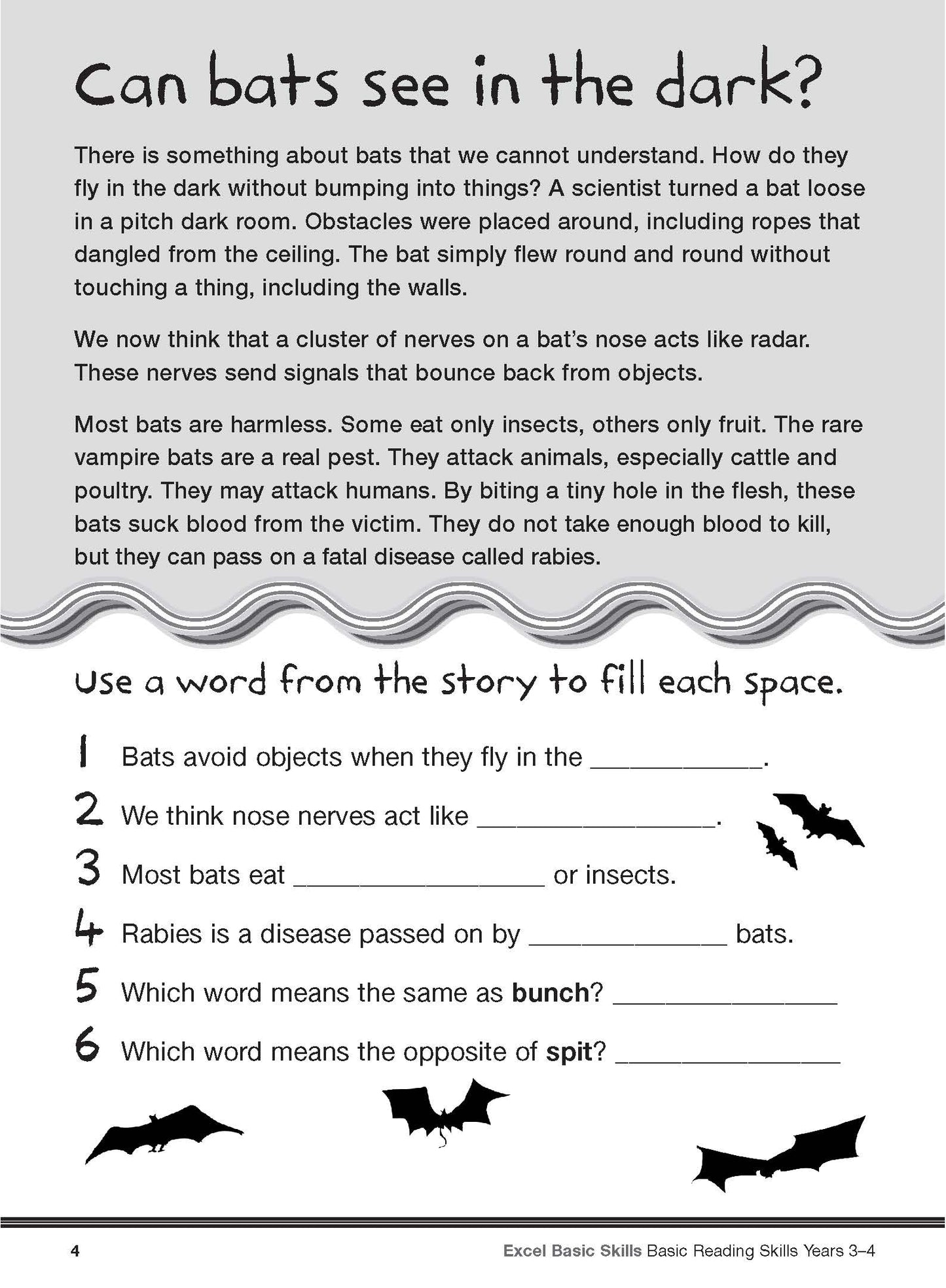 Excel Basic Skills - Basic Reading Skills Years 3-4