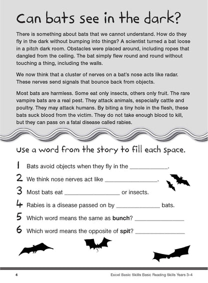 Excel Basic Skills - Basic Reading Skills Years 3-4