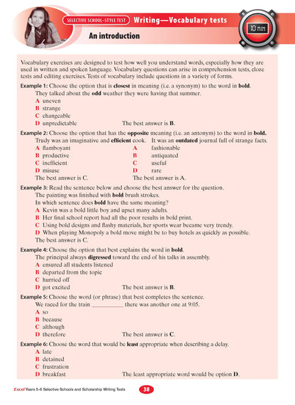 Excel Selective Schools and Scholarship Writing Tests Years 5-6