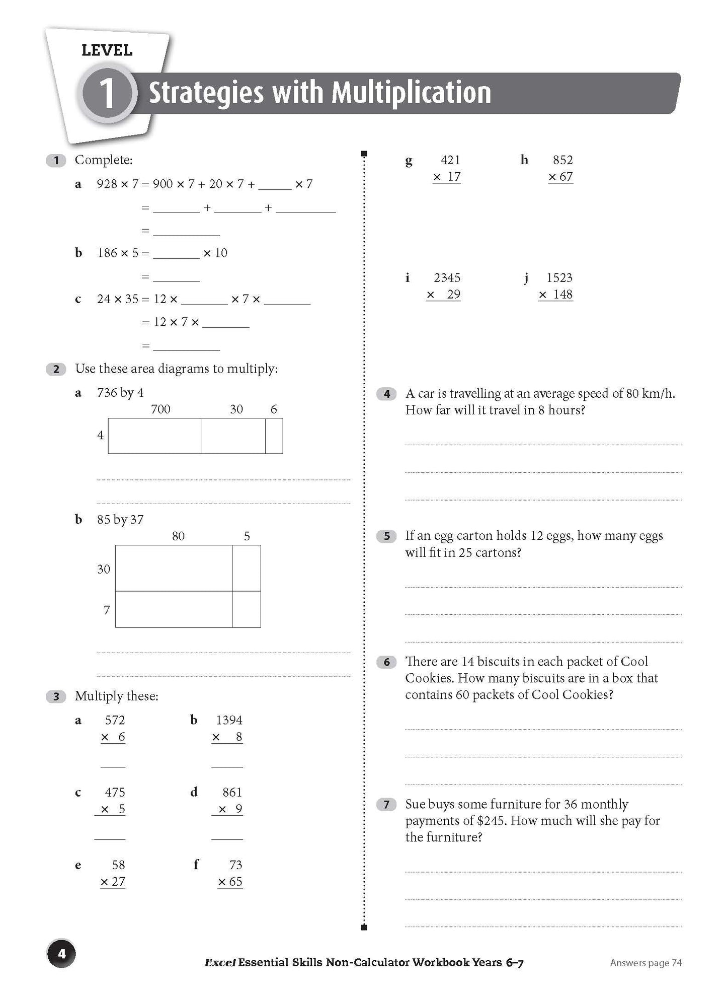 Excel Essential Skills - Non-Calculator Workbook Years 6-7