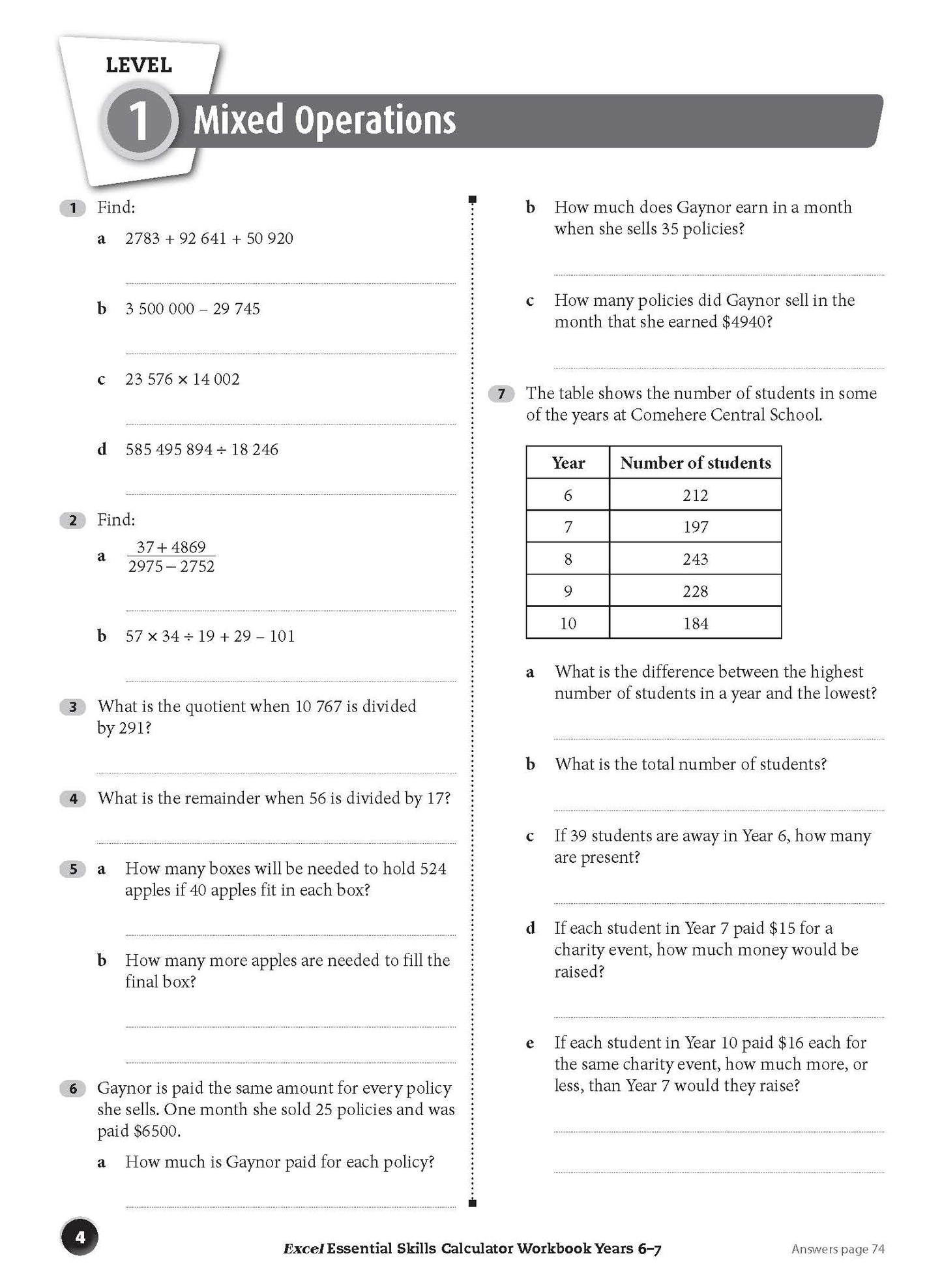 Excel Essential Skills - Calculator Workbook Years 6-7