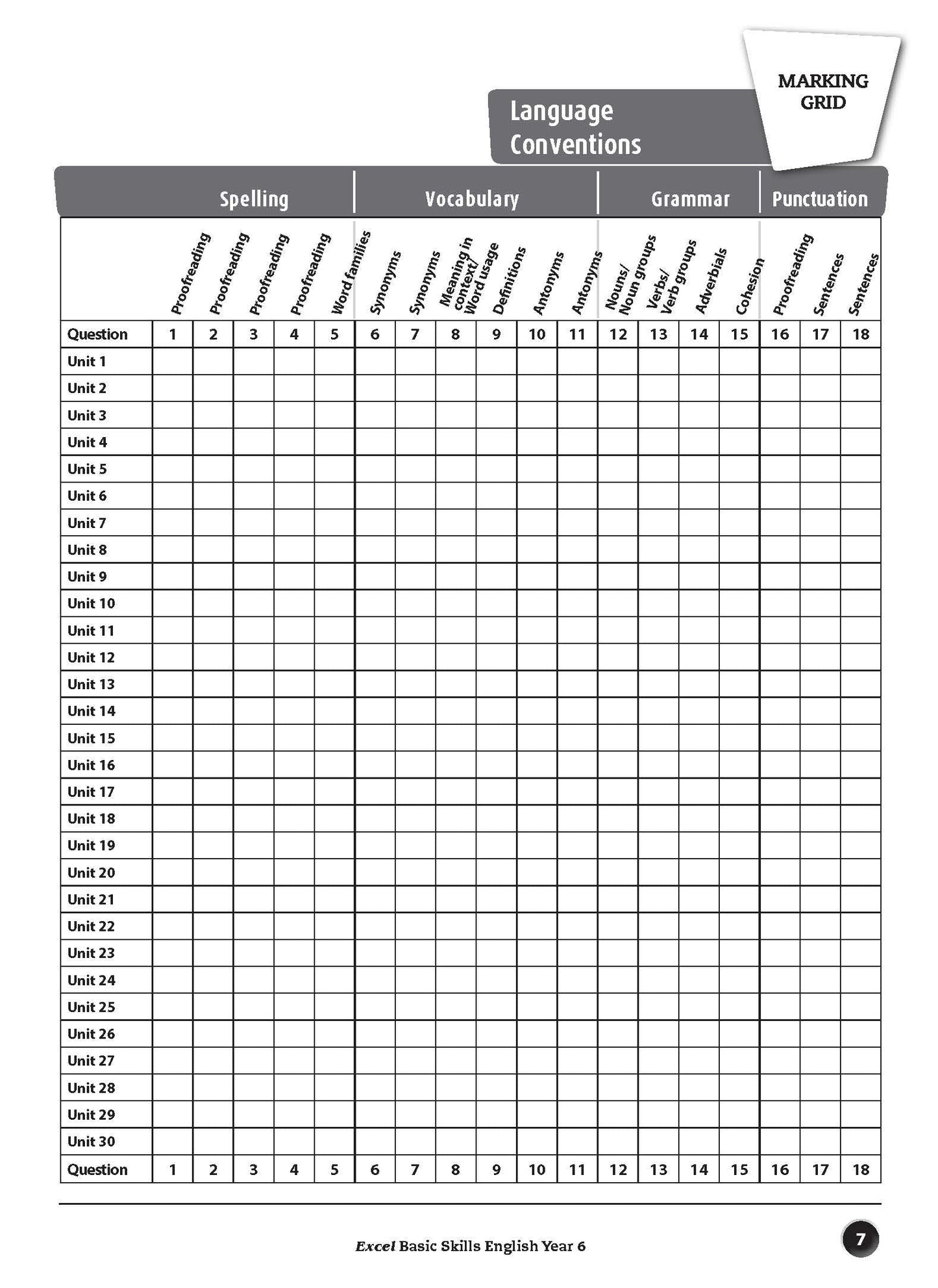 Excel Basic Skills - English Year 6