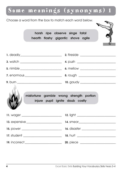 Excel Basic Skills - Building Your Vocabulary Skills Years 3-4