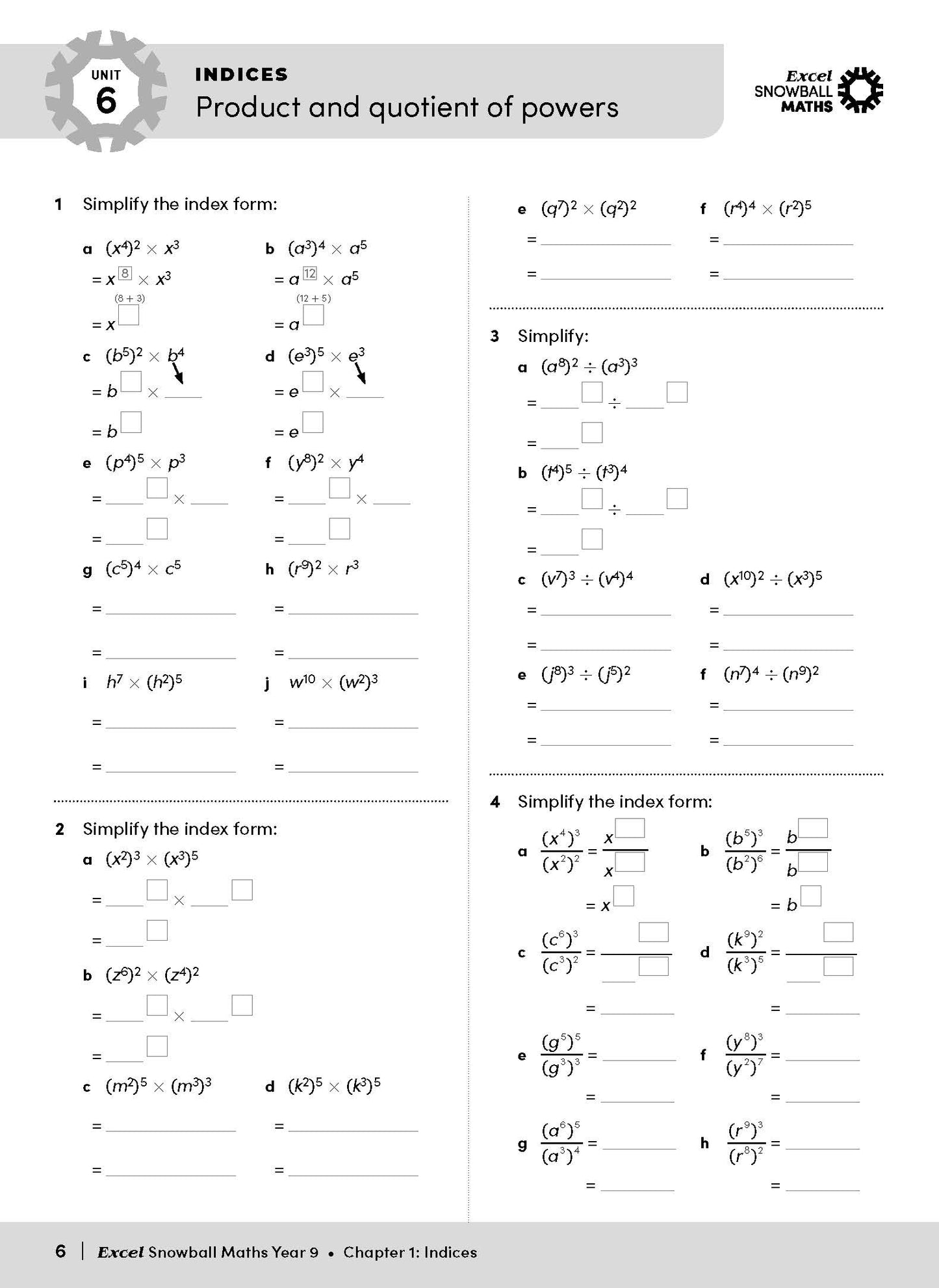 Excel Snowball - Maths Year 9