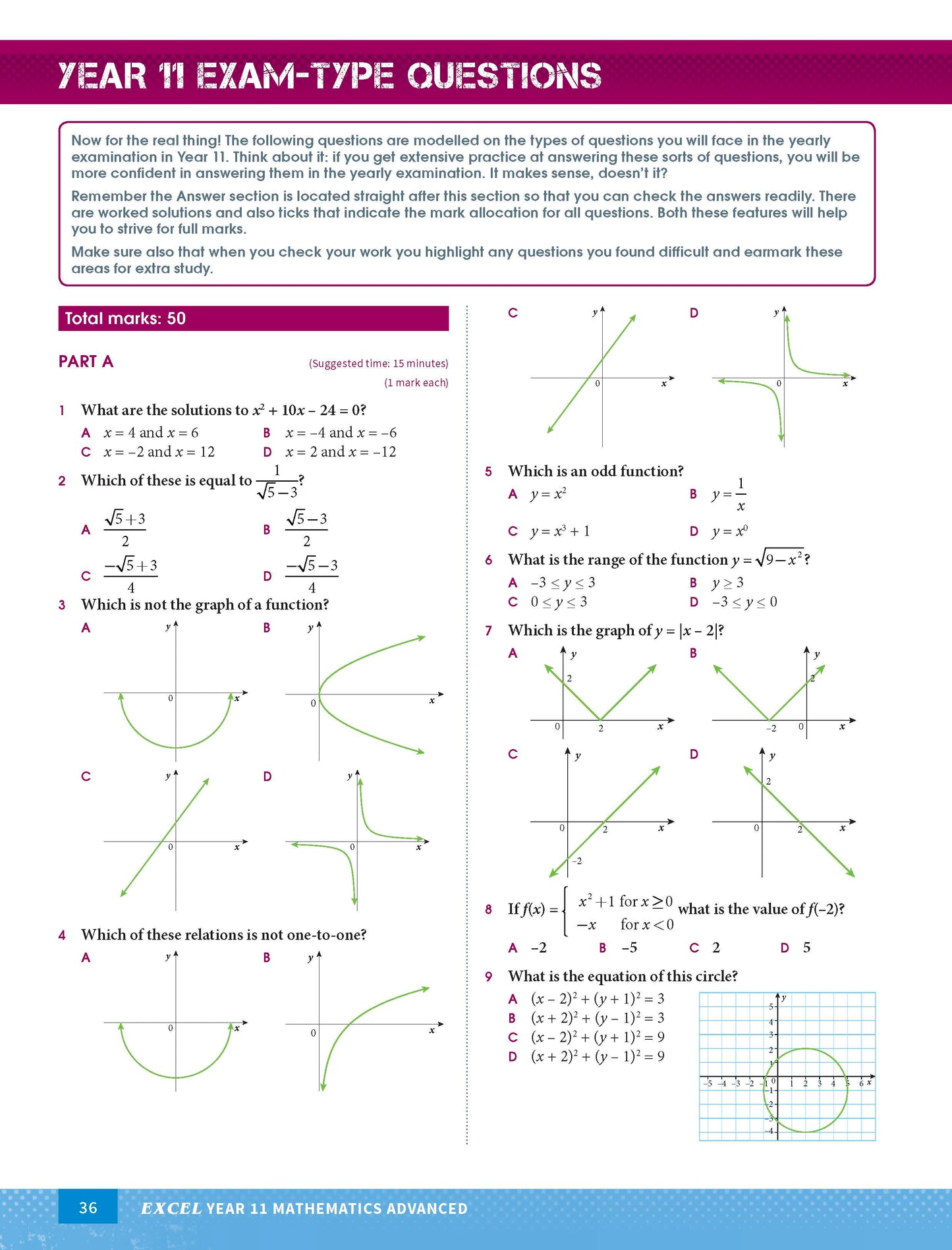 Excel HSC Year 11 Mathematics Advanced Study Guide