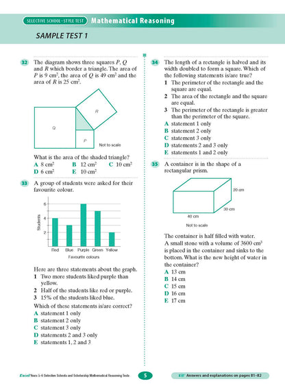 Excel Selective Schools and Scholarship Mathematical Reasoning Tests Years 5-6