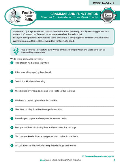 Excel Revise in a Month Year 3 NAPLAN*-style Writing Tests