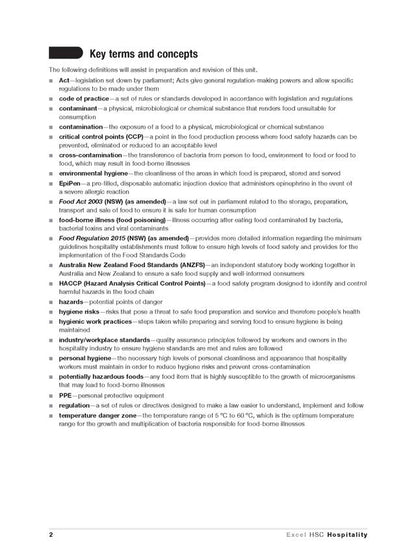 Excel HSC Year 12 Hospitality Study Guide