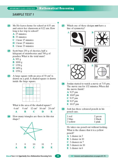 Excel Opportunity Class Mathematical Reasoning Tests Years 3-4