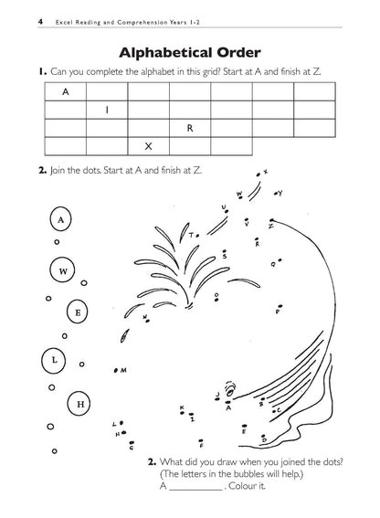 Excel Basic Skills - Reading and Comprehension Years 1-2