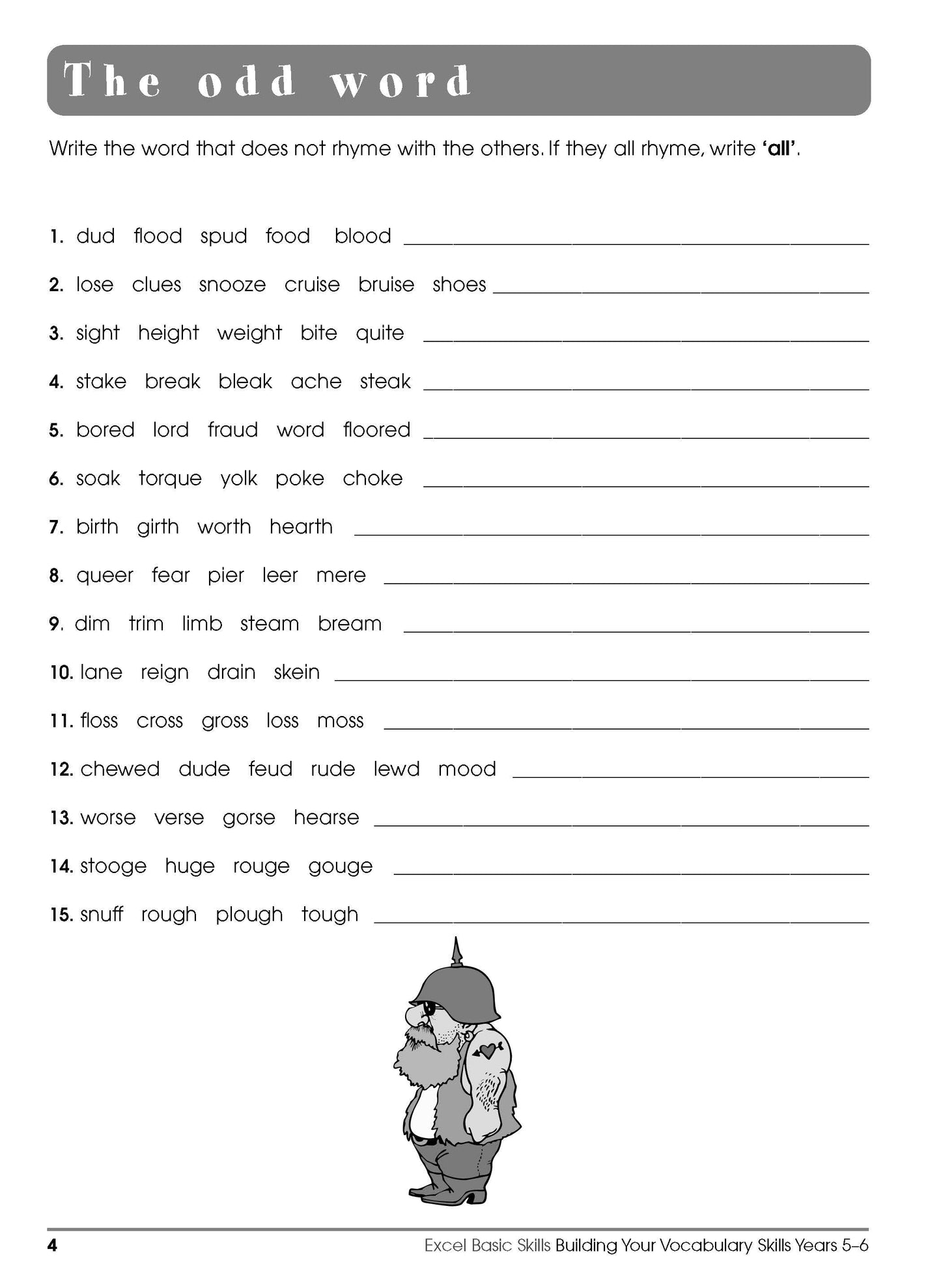 Excel Basic Skills - Building Your Vocabulary Skills Years 5-6