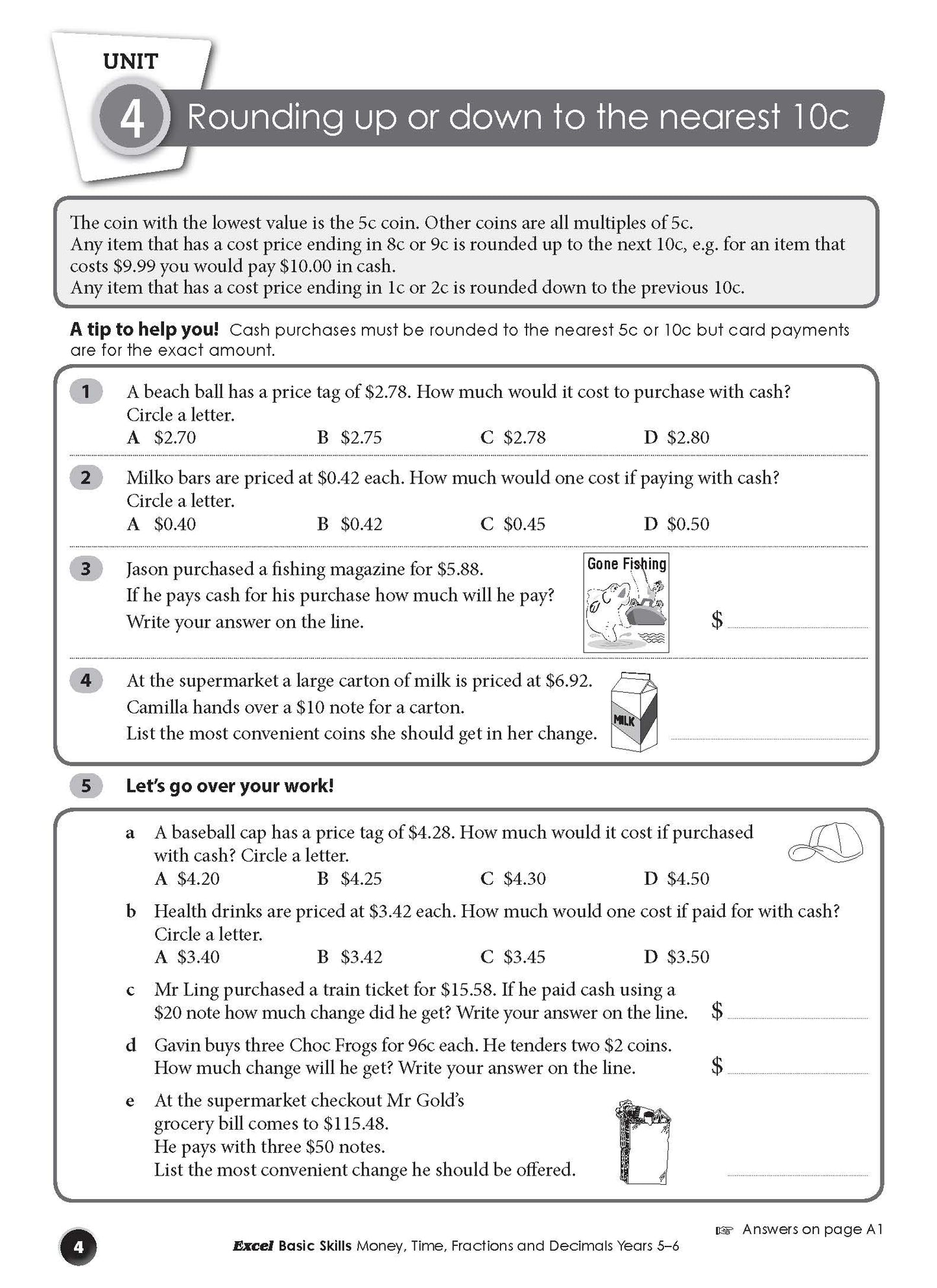 Excel Basic Skills - Money, Time, Fractions and Decimals Years 5-6