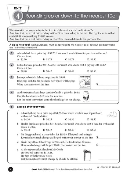 Excel Basic Skills - Money, Time, Fractions and Decimals Years 5-6