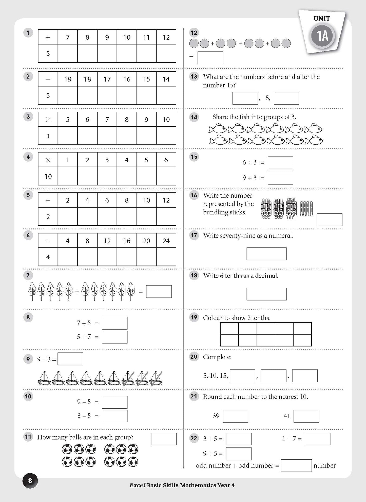 Excel Basic Skills - Mathematics Year 4