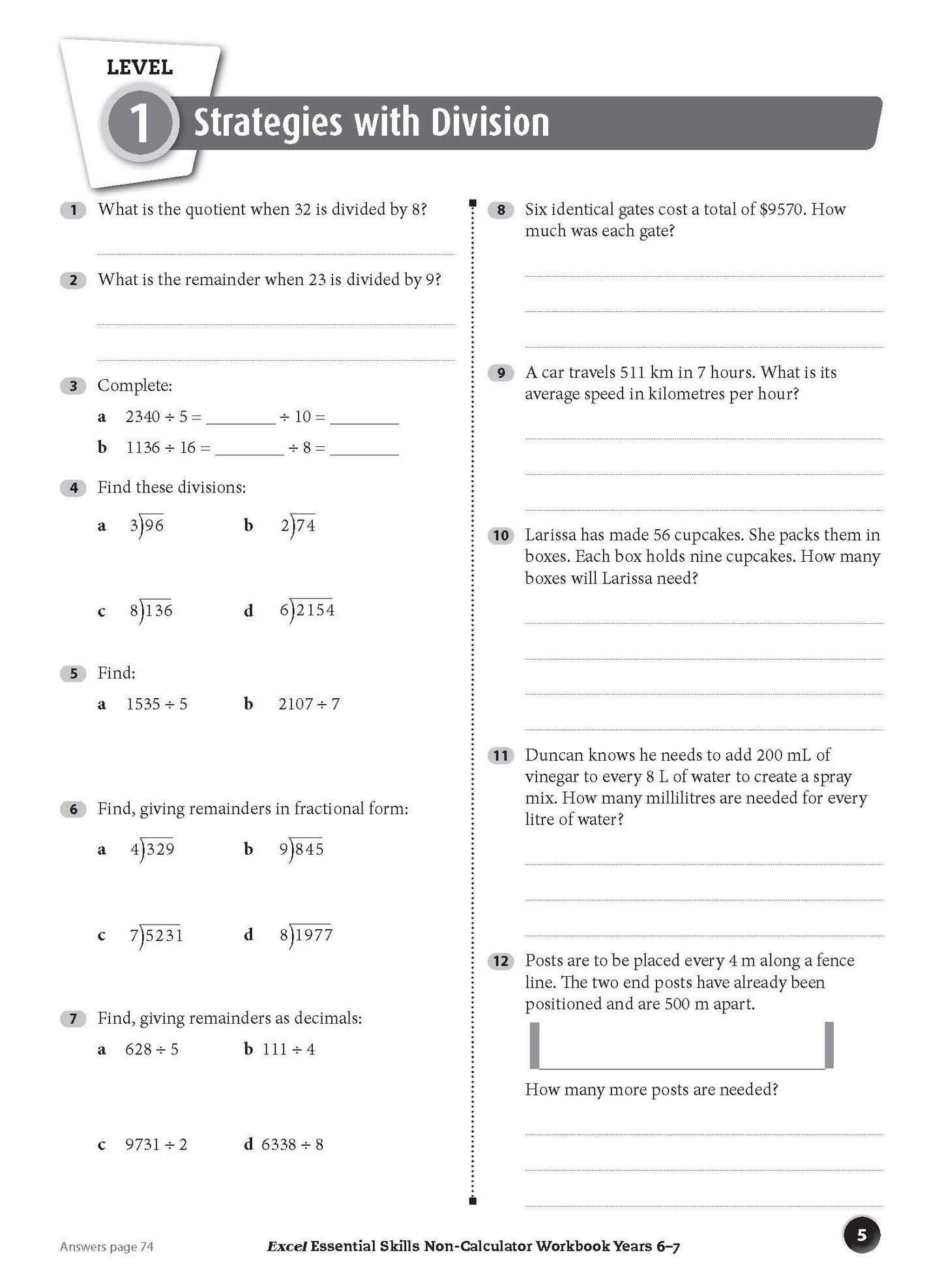 Excel Essential Skills - Non-Calculator Workbook Years 6-7