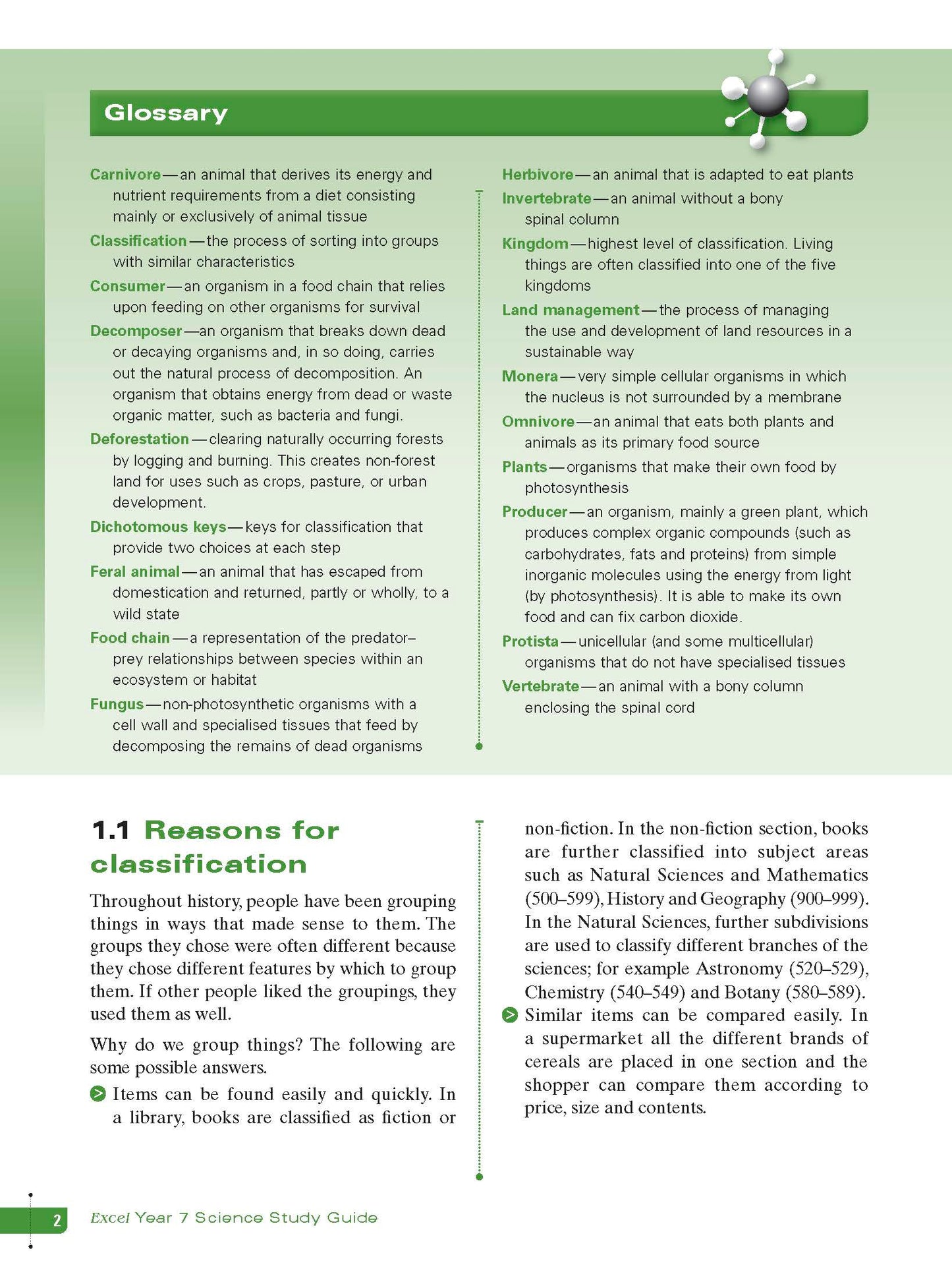 Excel Study Guide - Science Year 7