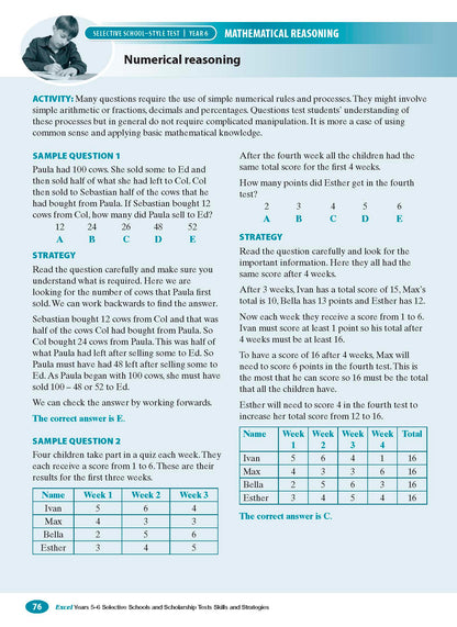 Excel Test Skills - Selective Schools and Scholarship Tests Skills & Strategies Years 5-6